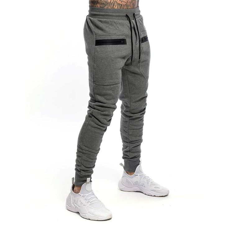 New Mens Jogger Zip pocket Sweatpants Man Gyms Workout Fitness Cotton Trousers Male Casual Fashion Skinny Track Pants Winter