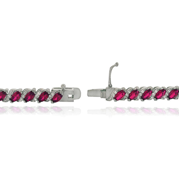 20.00 Ct Genuine Pink Topaz ine Bracelet embellished With Crystals In 18k White Gold Filled