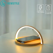 10W Qi Fast Wireless Charger Table Lamp For iPhone X XR XS Mobile Phone Charging Holder Night Light Pad Phone Stand Desk Lamp