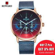 New Fashion Color Bright Glass Watch Men Top Luxury Brand Chronograph