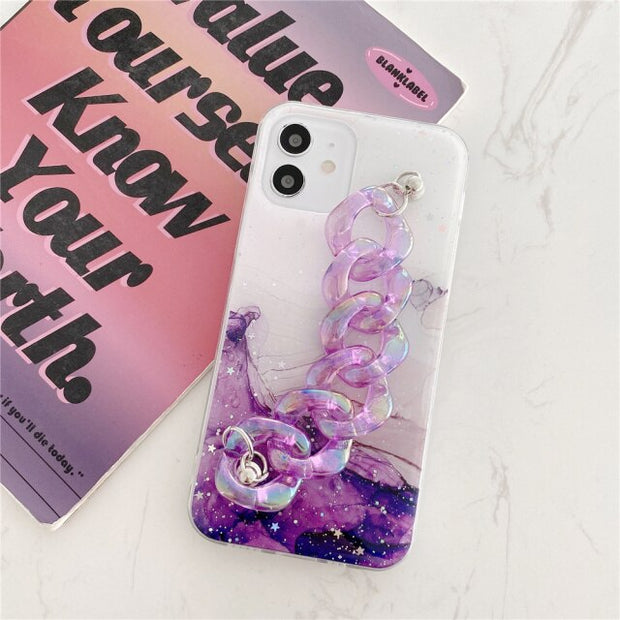 Purple Bracelet Marble Texture Phone Case for iPhone