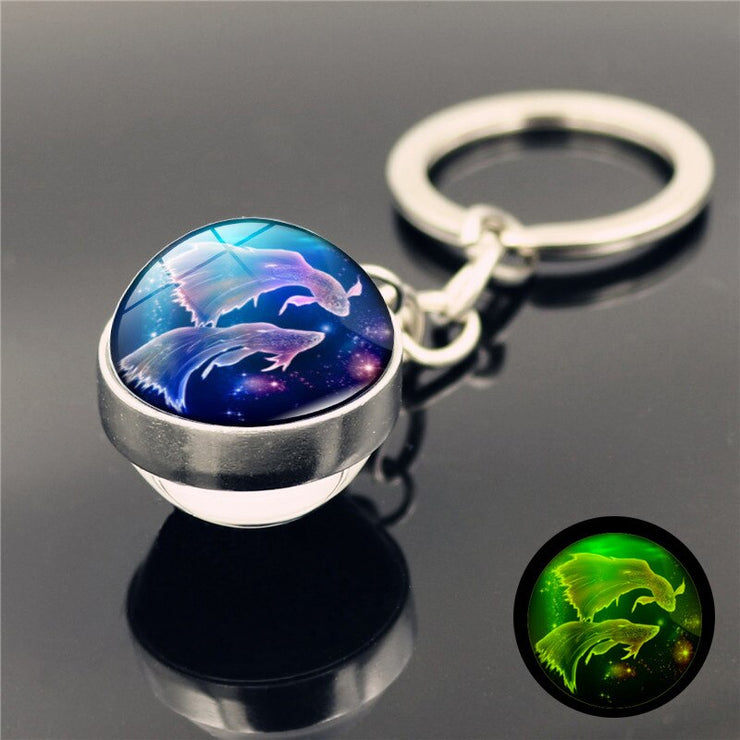 12 Constellation Luminous Keychain Glass Ball