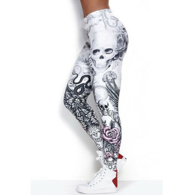 Skull Head 3D Printed Camouflage Leggings