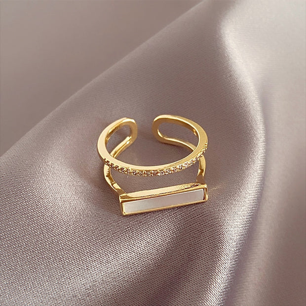 Double Shell Gold Open Rings