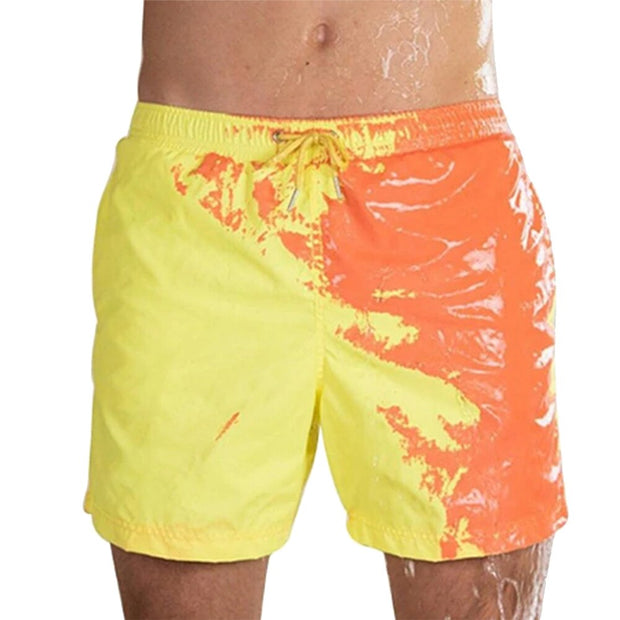 Magical Change Color Beach Shorts Men Swimming Trunks Swimwear Quick Dry Bathing Shorts Beach Shorts