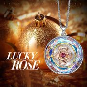 Austrian Crystal Rainbow of the World Disc with Rose Necklace