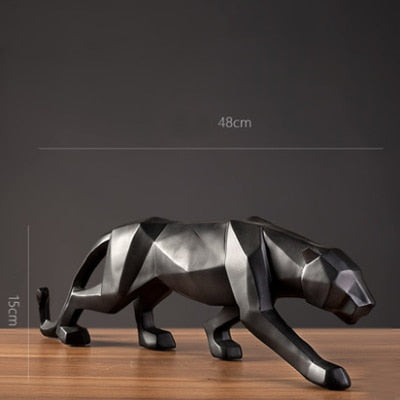 ERMAKOVA Panther Statue Geometric Style Resin Sculpture