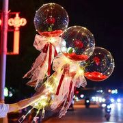 LED DIY Luminous Balloon Rose Bouquet Christmas Decorate Gift Home Wedding Decor Ball Rose Valentines Day Gift Birthday Party