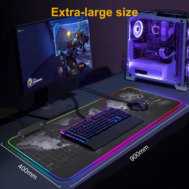 Luminous RGB LED Lights Desktop Gaming Mouse Pad Cushion Computer Accessory