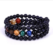 Galaxy Solar System Universe Nine Planets Natural Stone Bracelet