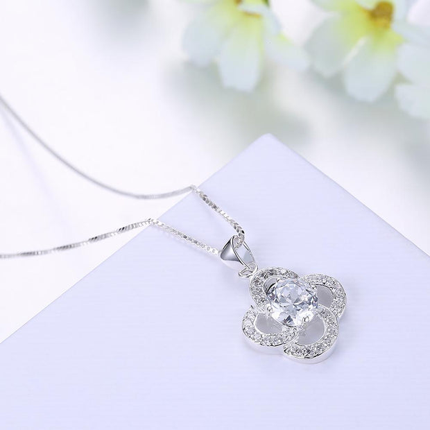 Sterling Silver Necklace with  Crystals