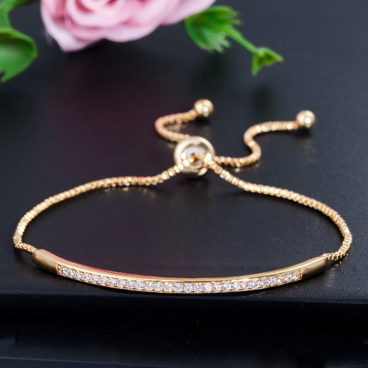 Women Captivate Bar Slider Brilliant Rose Gold Color Jewelry