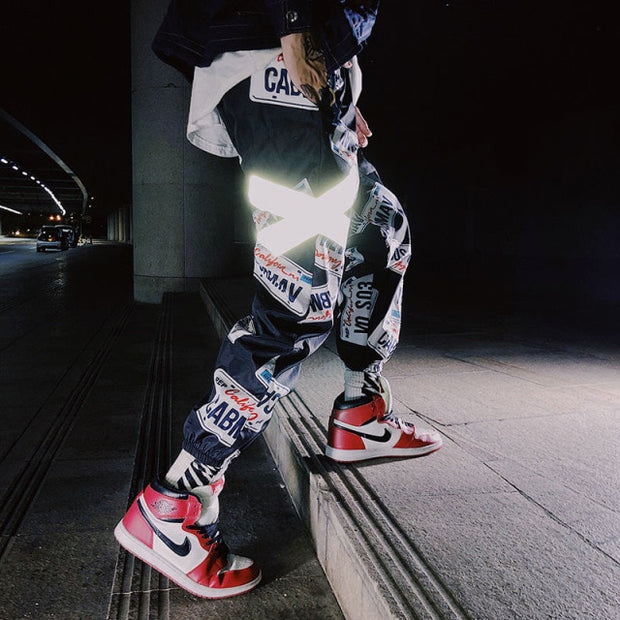 Man Pants New Fashion Streetwear Stitching Color Joggers Hip Hop Long Pants Men Elastic Waist Cargo Pants