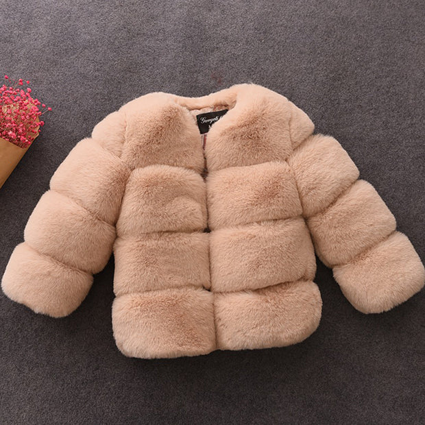 Baby Girls Faux Fur Coat Winter Children Girls Long Sleeve Christmas Jacket Warm Kids Girls Snow Coat Girls Outerwear Clothing