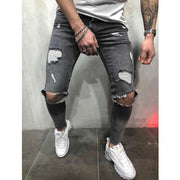 Knee Ripped Skinny Jeans Stretch Denim