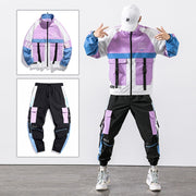 2021 Hip Hop Workwear jacket Mens Tracksuit Jacket+Pants 2PC Sets baseball loose Zipper Ribbons Coat &amp; Long Pants Mens Clothing