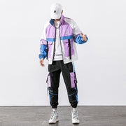 2021 Hip Hop Workwear jacket Mens Tracksuit Jacket+Pants 2PC Sets baseball loose Zipper Ribbons Coat &amp; Long Pants Mens Clothing