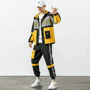 2021 Hip Hop Workwear jacket Mens Tracksuit Jacket+Pants 2PC Sets baseball loose Zipper Ribbons Coat &amp; Long Pants Mens Clothing