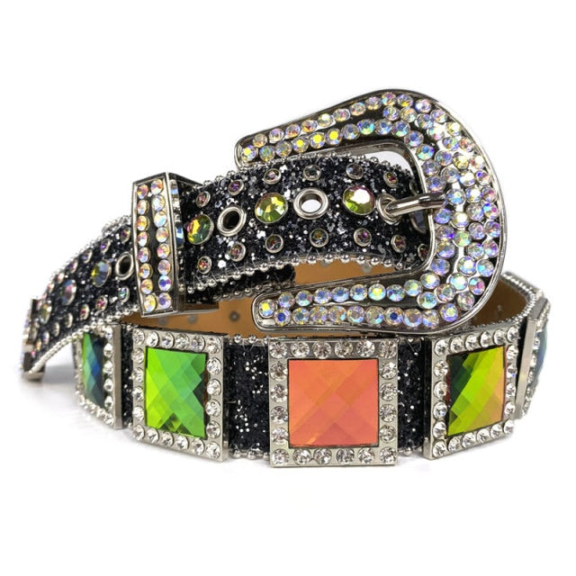 Western Cowgirl Cowboy Bling Bling Rhinestones Belt Quality Studded Belt For Women Men Fashion Cinto De Strass Ceinture Femme