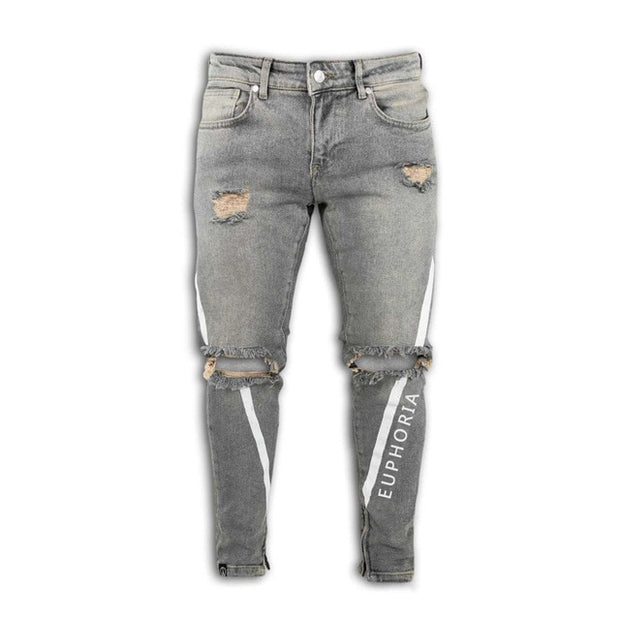 Ripped Hole Jeans for Men Hip Hop Cargo Pant Distressed Light Blue Denim Jeans Skinny Men Clothing Full Length Autumn Trousers