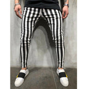 Hirigin 2019 New Men's Summer Fashion Slim Comfortable Striped Plaid Black White Casual Pencil Pants Men Clothes