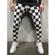 Hirigin 2019 New Men's Summer Fashion Slim Comfortable Striped Plaid Black White Casual Pencil Pants Men Clothes