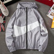 New Nike Spring Fall Thin Hoodies Coats Long Sleeves Color Block Zipper Hooded Sweatshirts Jacket Male Black /White/ Gray Outwear