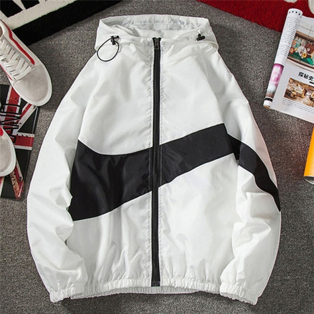 New Nike Spring Fall Thin Hoodies Coats Long Sleeves Color Block Zipper Hooded Sweatshirts Jacket Male Black /White/ Gray Outwear