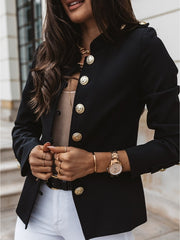 Vintage Blazer Women Office Jacket Streetwear Autumn Button Solid Color Elegant Long Sleeved Slim Breasted Small Blazer Outwear