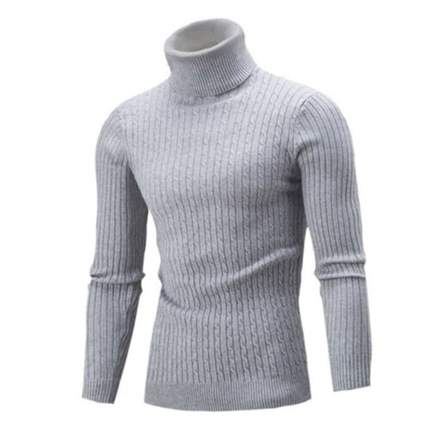 Casual Men Winter Solid Color Turtle Neck Long Sleeve Twist Knitted Slim Sweater Men's Knitted Sweaters Pullover Men Knitwear