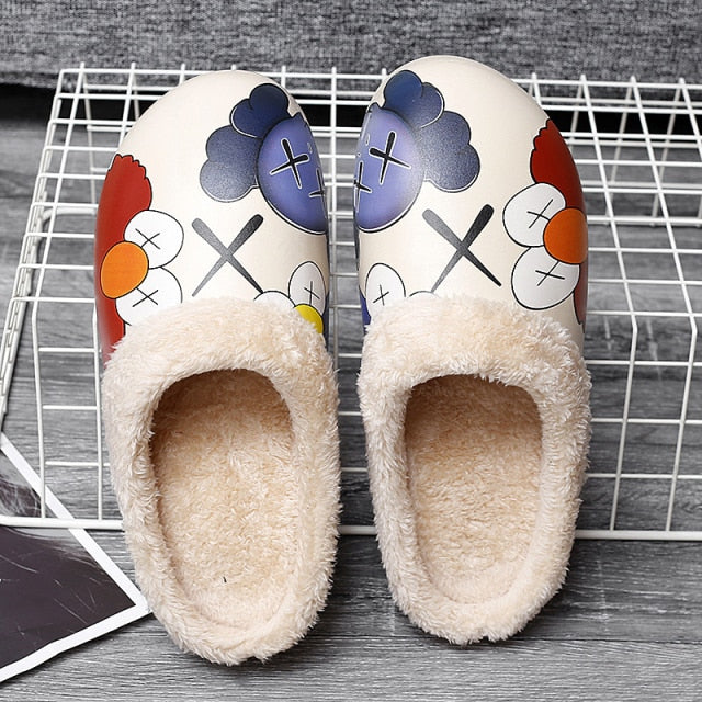 Cotton Slippers 2021 New Men's And Women's Sesame Street Slippers Men's Bone White Shoe Rack Soft Bottom Indoor Warm Slippers