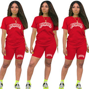 Backwood T Shirts And Shorts Women Two Piec Set Summer Short Sleeve O-neck Casual 2 Piece Joggers Biker Shorts Outfit For Woman