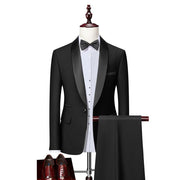 Men Skinny 3 Pieces Set Formal Slim Fit Tuxedo Prom Suit / Male Groom Wedding Blazers High Quality Dress Jacket Coat Pants Vest