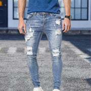 Men's Fashion Jeans Slim Fit Male Ripped Skinny Pants High Quality Stretch Hole Blue Denim Man Clothing Casual Biker Trousers