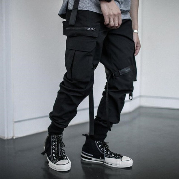 Ribbons Harem Joggers Men Cargo Pants Streetwear 2021 Hip Hop Casual Pockets Track Pants Male Harajuku Fashion Trousers