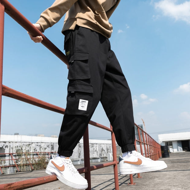 Ribbons Harem Joggers Men Cargo Pants Streetwear 2021 Hip Hop Casual Pockets Track Pants Male Harajuku Fashion Trousers