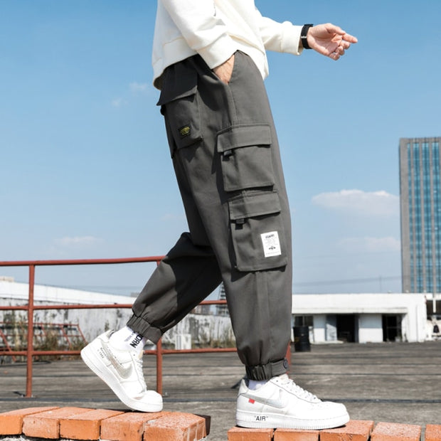 Ribbons Harem Joggers Men Cargo Pants Streetwear 2021 Hip Hop Casual Pockets Track Pants Male Harajuku Fashion Trousers