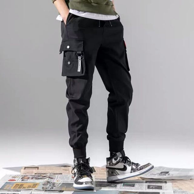 Ribbons Harem Joggers Men Cargo Pants Streetwear 2021 Hip Hop Casual Pockets Track Pants Male Harajuku Fashion Trousers