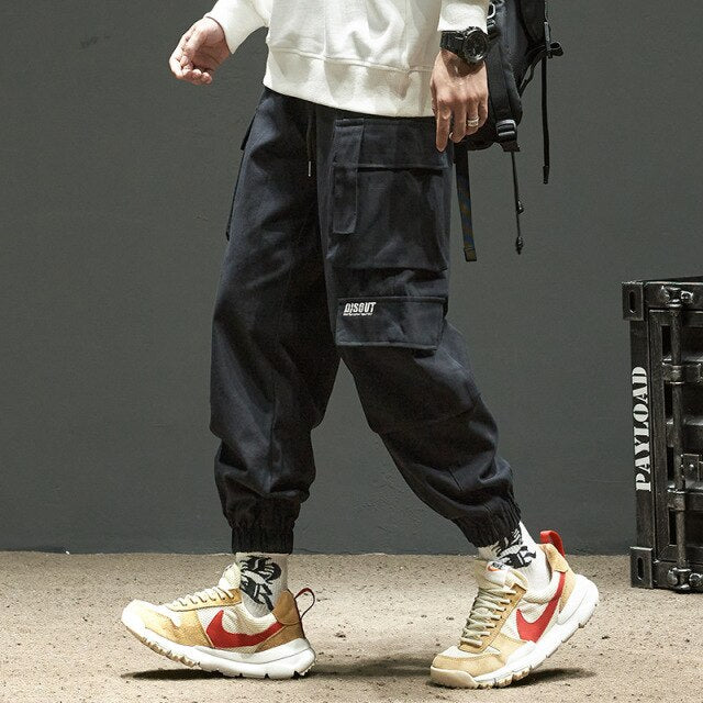 Ribbons Harem Joggers Men Cargo Pants Streetwear 2021 Hip Hop Casual Pockets Track Pants Male Harajuku Fashion Trousers