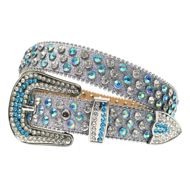 Western Cowgirl Cowboy Bling Bling Rhinestones Belt Quality Studded Belt For Women Men Fashion Cinto De Strass Ceinture Femme