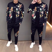 2021 New Jacket + Pants Men Tracksuit Moda Hombre Fashion Printing Men&#39;s Set Spring Men&#39;s Sports Suit 2 Piece Sets Plus Size 5XL