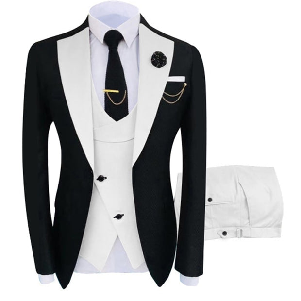 New Costume Homme Popular Clothing Luxury Party Stage Men's Suit Groomsmen Regular Fit Tuxedo 3 Peice Set Jacket+Trousers+Vest