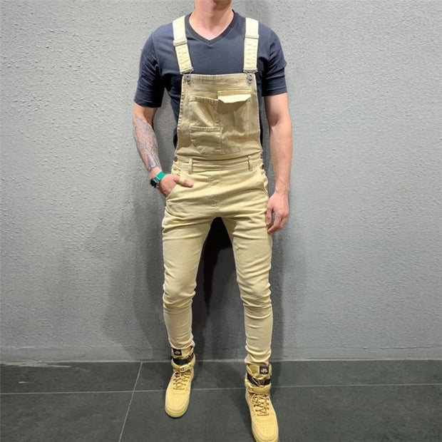 Mens Jeans Overalls Denim Dungaree Bib Overalls Male Jumpsuits Cargo Work Pants Trousers Plus Size Mens Casual Moto Biker Pants