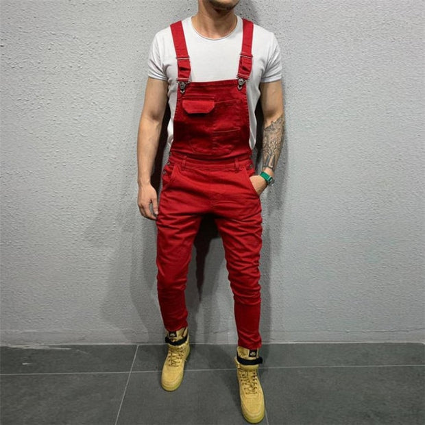 Mens Jeans Overalls Denim Dungaree Bib Overalls Male Jumpsuits Cargo Work Pants Trousers Plus Size Mens Casual Moto Biker Pants