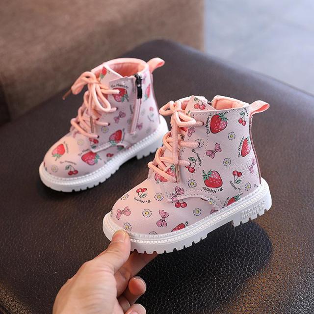 New Children Shoes Boots For Girls Martin Boots Fashion Leather Waterproof Winter Toddler Kids Snow Shoes Casual Soft Antislip