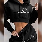 Winter Tracksuit Women 2 Piece Set Print Hoodies+Pants Sportwear Women's Sports Suit Hooded Sweatshirt Set Female Winter Clothes