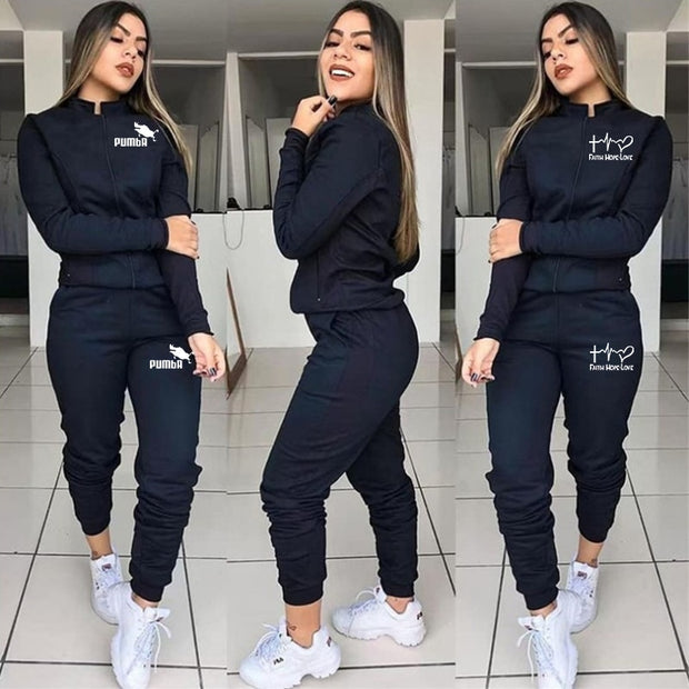 2 Piece Set Spring Autumn Women Tracksuit Zipper Sweatshirt+Pants Sportwear Casual Women's Sports Suit Hoodies Set Female 2021