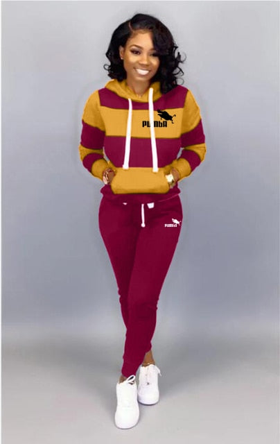 Winter Tracksuit Women 2 Piece Set Print Hoodies+Pants Sportwear Women's Sports Suit Hooded Sweatshirt Set Female Winter Clothes