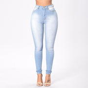 Plus Size 3XL Women's Grinding Elastic Skinny Stretch Jeans High Waist Jeans Washed Casual Denim Pencil Pants Lady Jeans