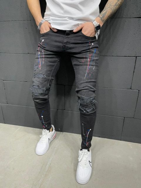 jeans Men's Ripped Skinny Jean pants Male Hip-hop Denim Trousers Street Leisure Harlan Motorcycle Hole jeans men 2021